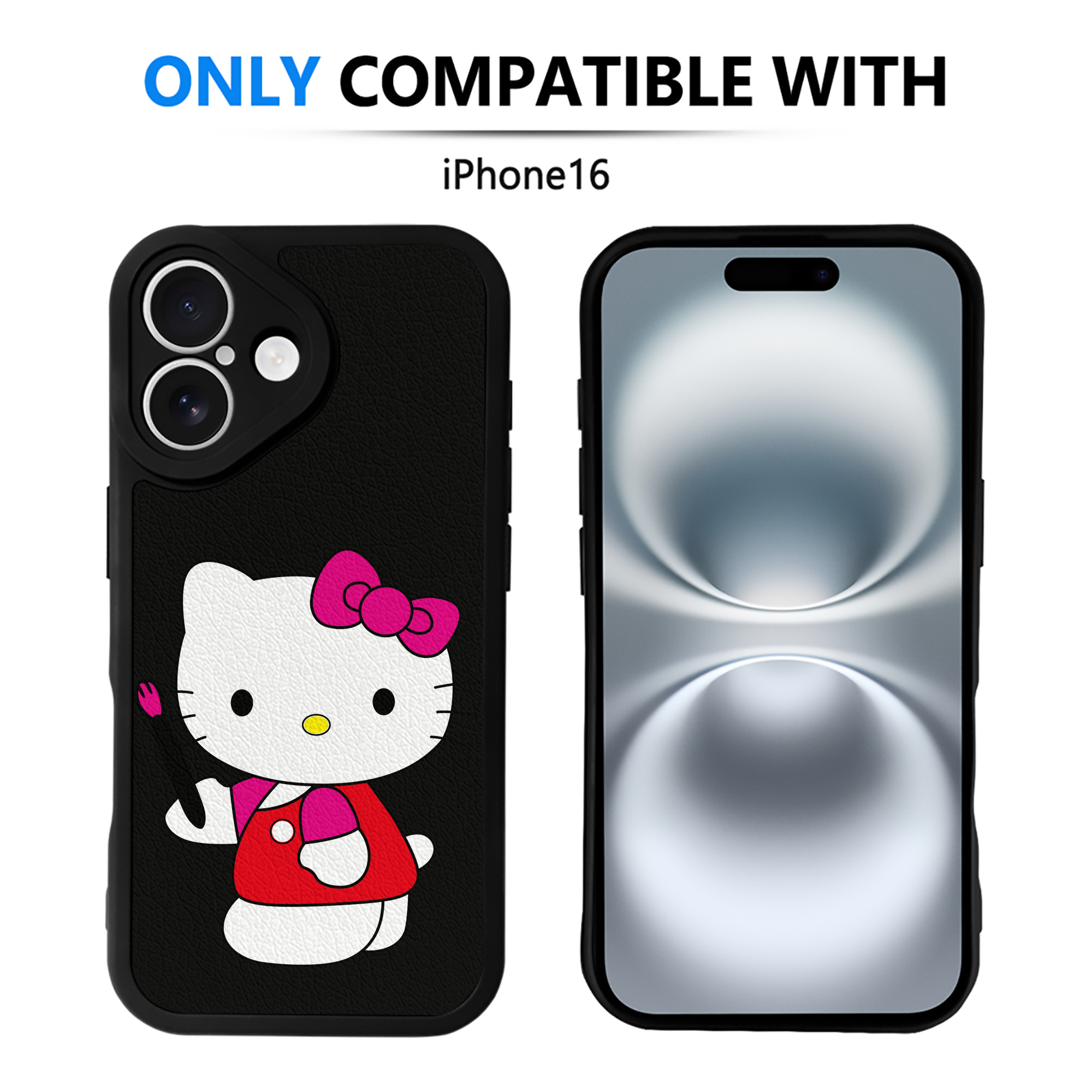 （画像用） Hello Kitty ハローキティ 【iPhone 16シリーズ対応】シリコンスマホケース（レザー調） 材質：シリコン
